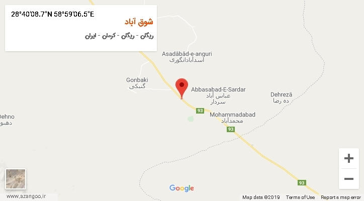 روستای شوق آباد بر روی نقشه