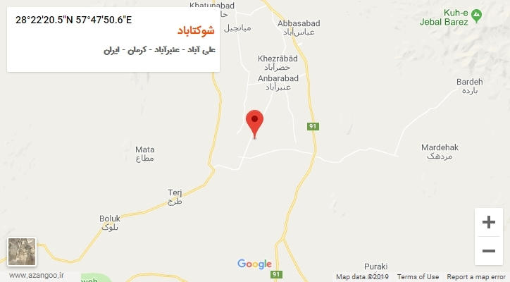 روستای شوکتاباد بر روی نقشه
