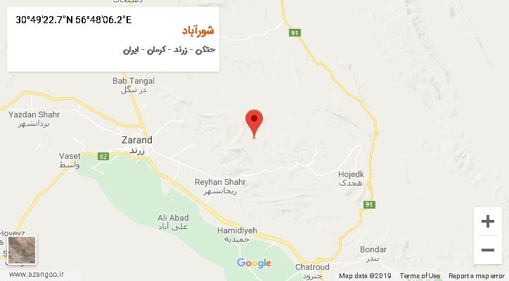 روستای شورآباد بر روی نقشه