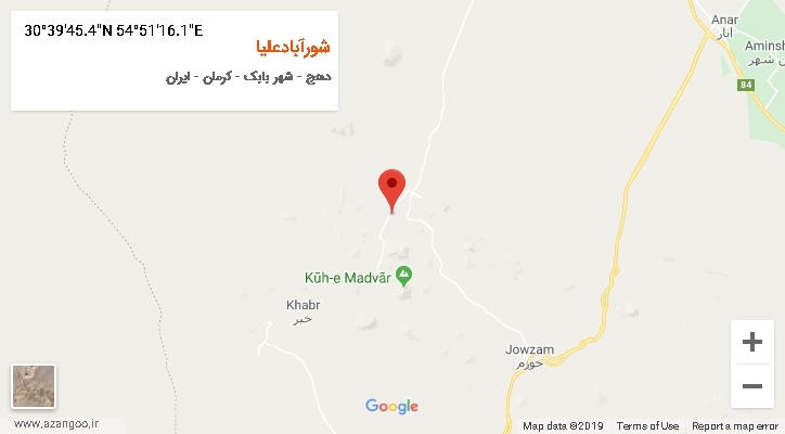 روستای شورآبادعلیا بر روی نقشه
