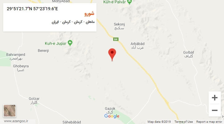 روستای شورو بر روی نقشه