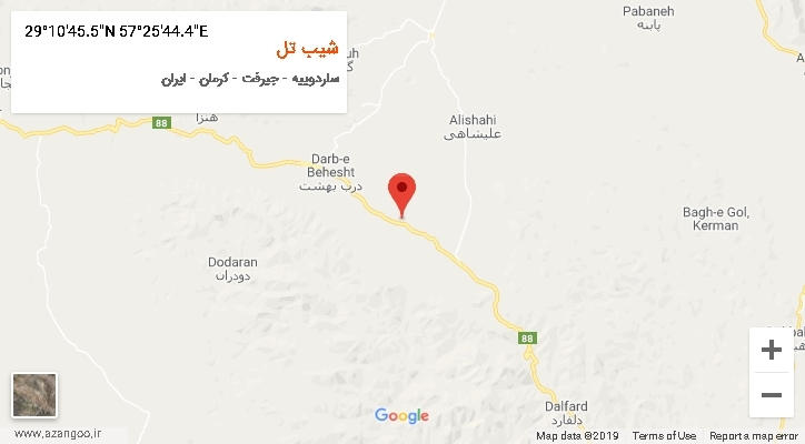 روستای شیب تل بر روی نقشه