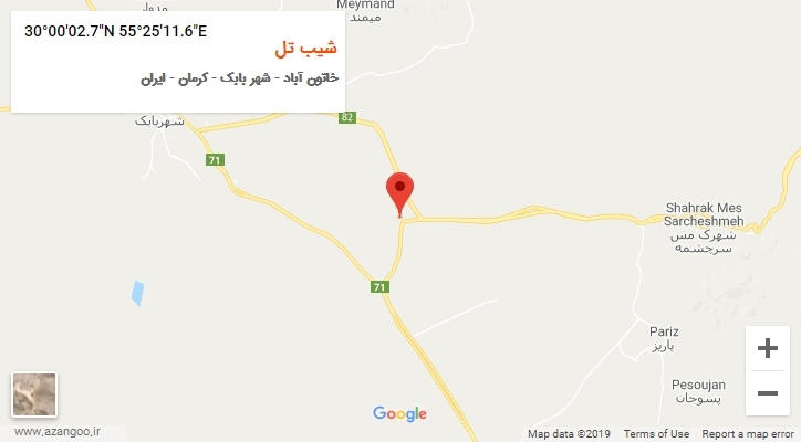 روستای شیب تل بر روی نقشه