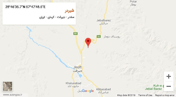 روستای شیردر بر روی نقشه