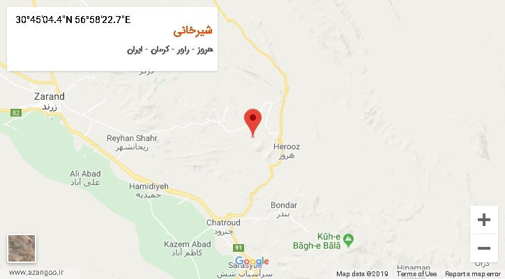 روستای شیرخانی بر روی نقشه