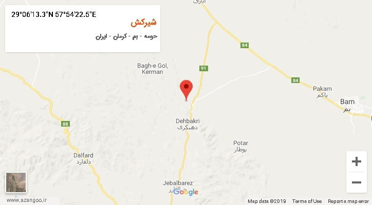 روستای شیرکش بر روی نقشه
