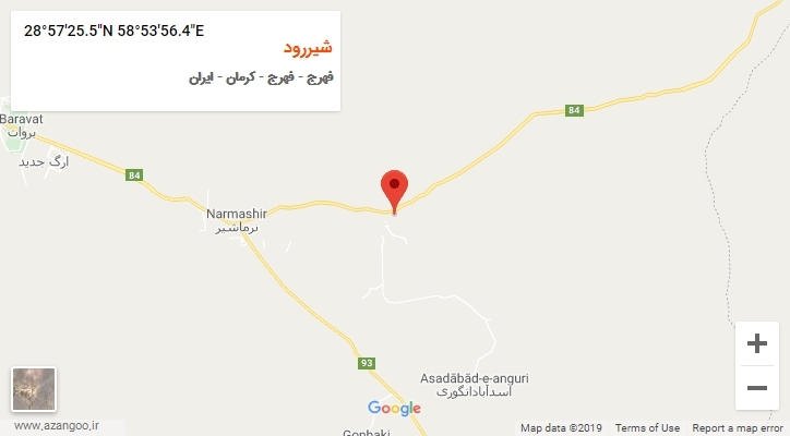 روستای شیررود بر روی نقشه