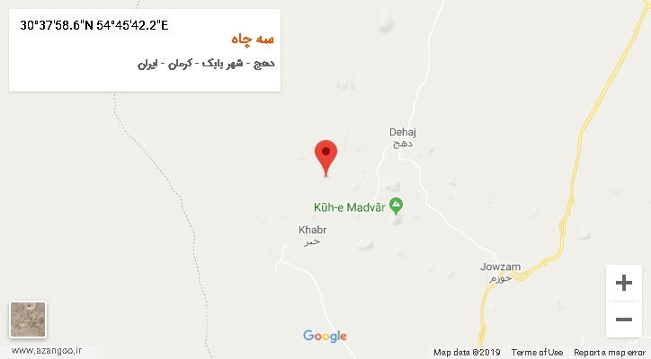 روستای سه چاه بر روی نقشه