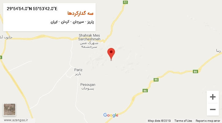 روستای سه گدارکردها بر روی نقشه