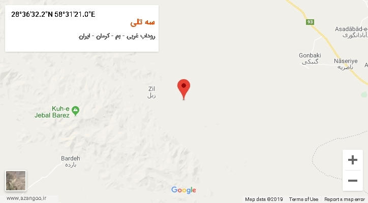 روستای سه تلی بر روی نقشه