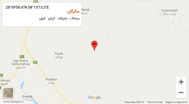 روستای سکرکان بر روی نقشه