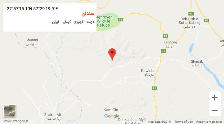 روستای سندان بر روی نقشه