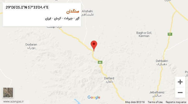 روستای سنگدان بر روی نقشه