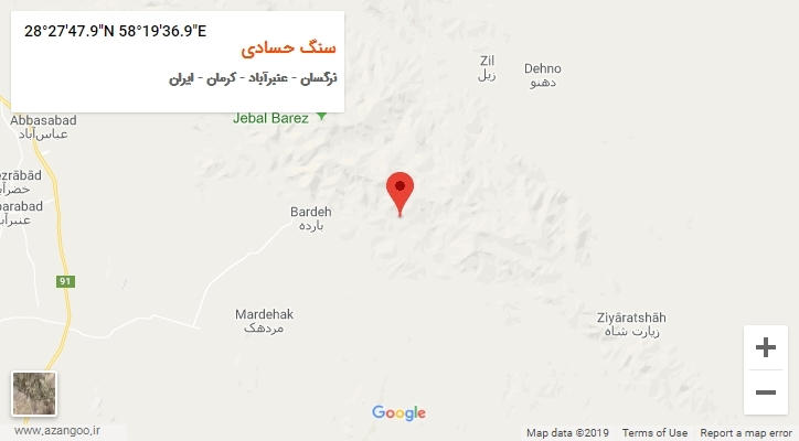 روستای سنگ حسادی بر روی نقشه