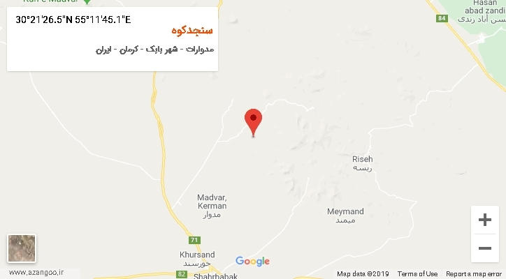 روستای سنجدکوه بر روی نقشه