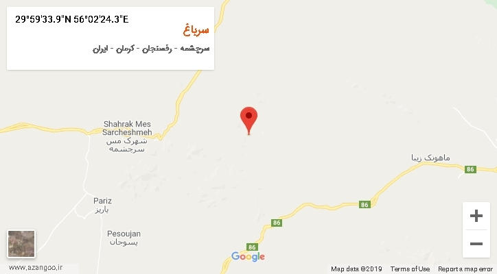 روستای سرباغ بر روی نقشه