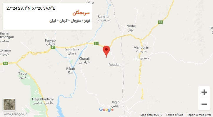 روستای سربجگان بر روی نقشه