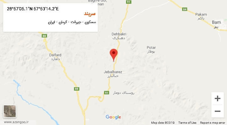 روستای سربند بر روی نقشه