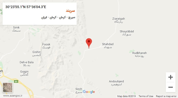 روستای سربند بر روی نقشه