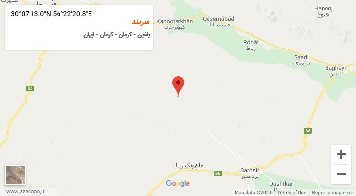 روستای سربند بر روی نقشه