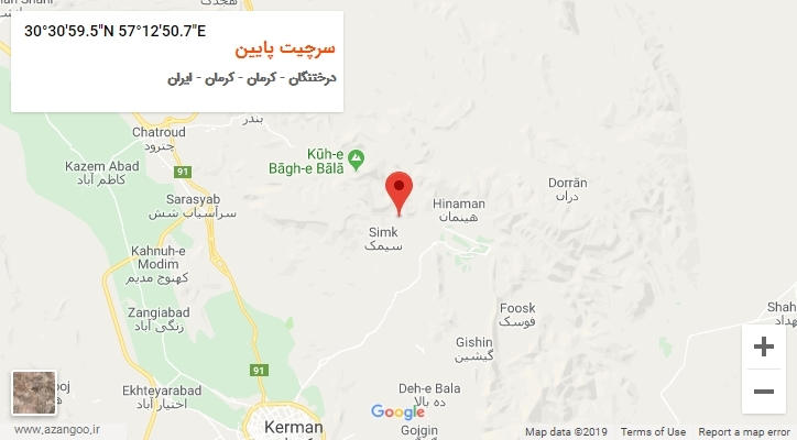 روستای سرچیت پایین بر روی نقشه