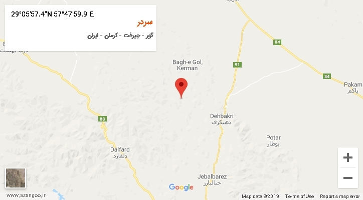 روستای سردر بر روی نقشه