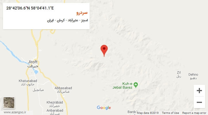 روستای سردرو بر روی نقشه