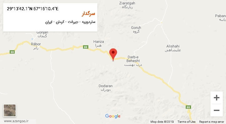روستای سرگدار بر روی نقشه