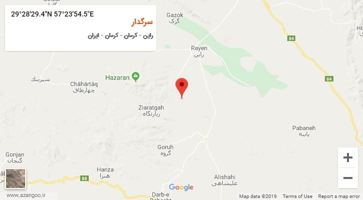روستای سرگدار بر روی نقشه