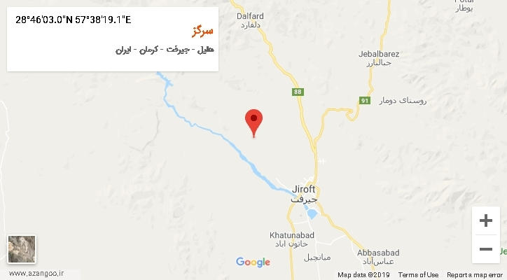روستای سرگز بر روی نقشه