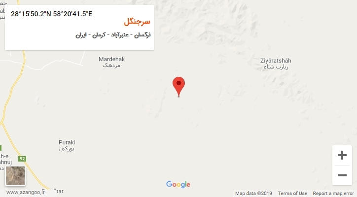روستای سرجنگل بر روی نقشه