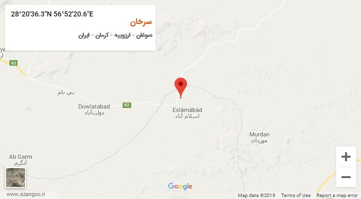 روستای سرخان بر روی نقشه