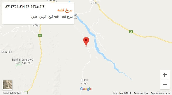 روستای سرخ قلعه بر روی نقشه