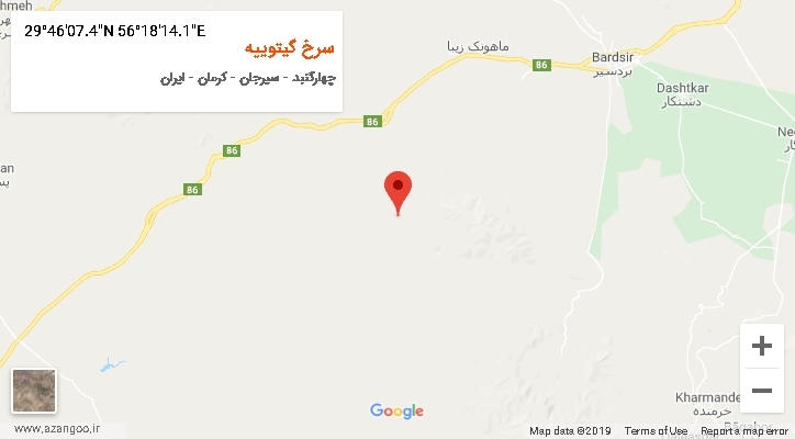 روستای سرخ گیتوییه بر روی نقشه
