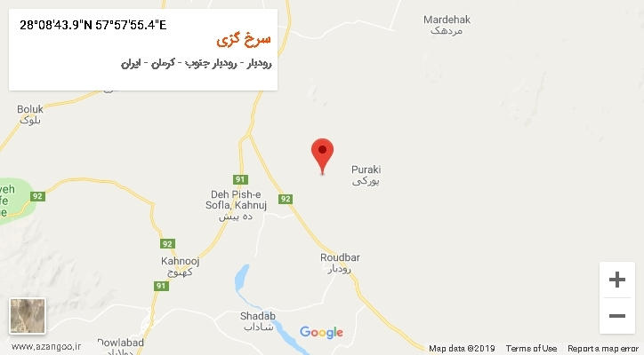 روستای سرخ گزی بر روی نقشه