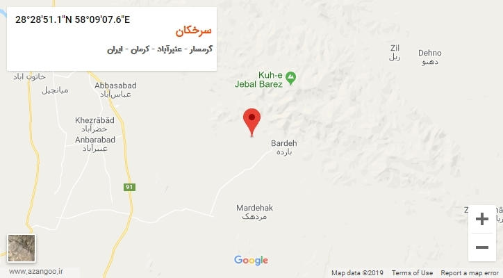 روستای سرخکان بر روی نقشه