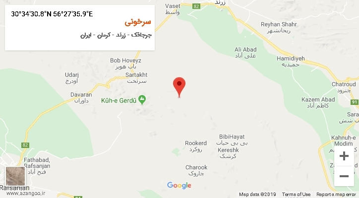 روستای سرخونی بر روی نقشه