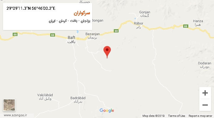 روستای سرکواران بر روی نقشه