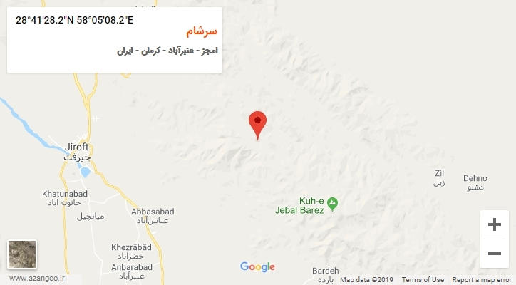 روستای سرشام بر روی نقشه
