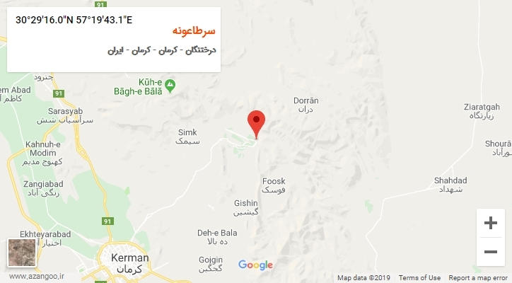 روستای سرطاعونه بر روی نقشه