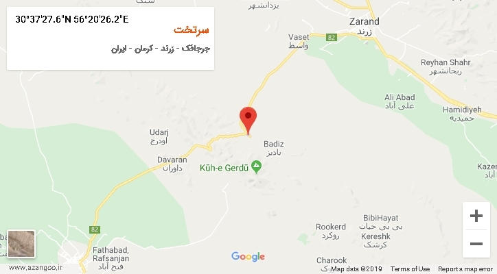 روستای سرتخت بر روی نقشه