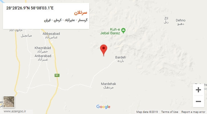 روستای سرتلان بر روی نقشه