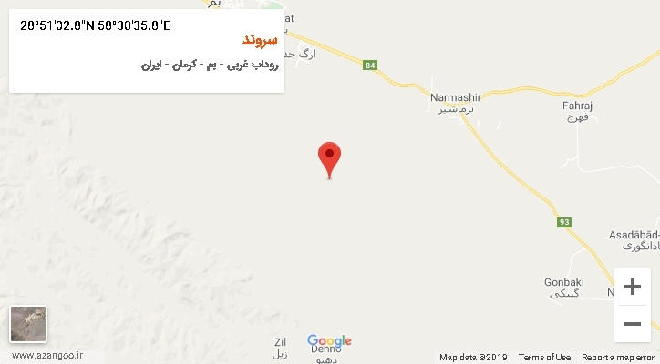 روستای سروند بر روی نقشه