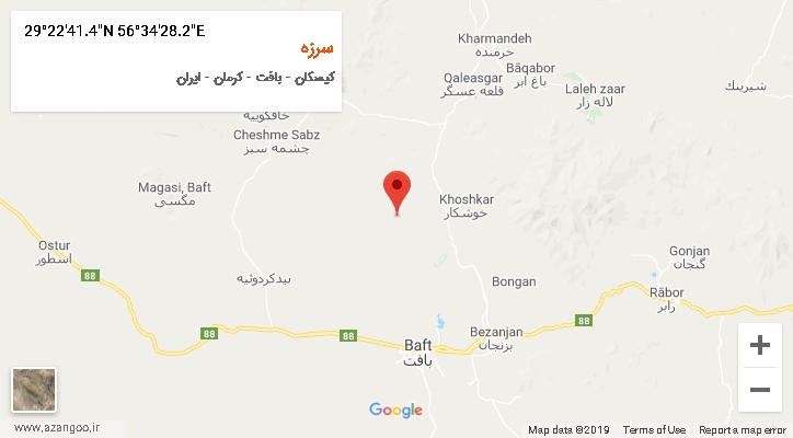 روستای سرزه بر روی نقشه