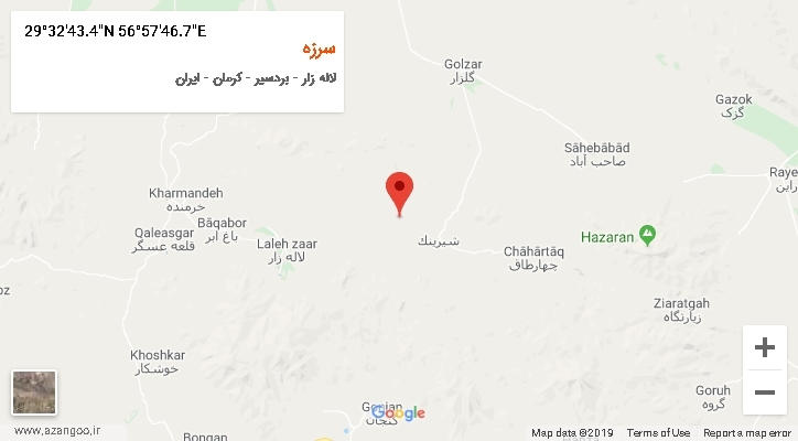 روستای سرزه بر روی نقشه