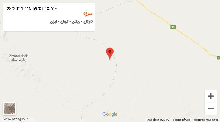 روستای سرزه بر روی نقشه