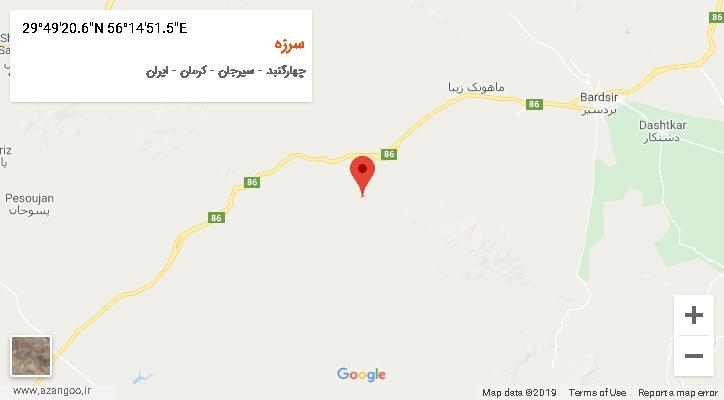 روستای سرزه بر روی نقشه