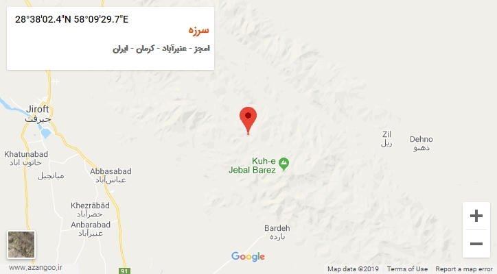 روستای سرزه بر روی نقشه