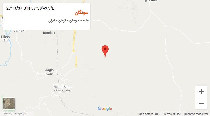 روستای سونگان بر روی نقشه