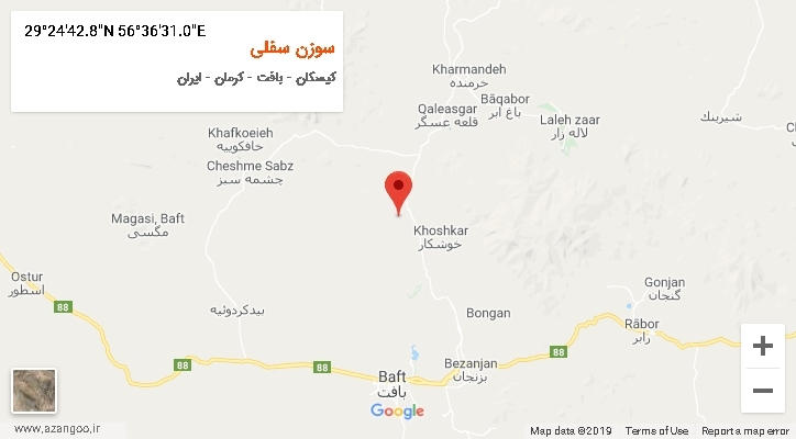 روستای سوزن سفلی بر روی نقشه